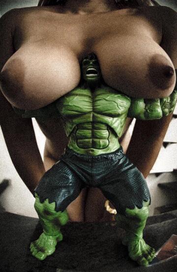 even the hulk struggles with tits this big 😂