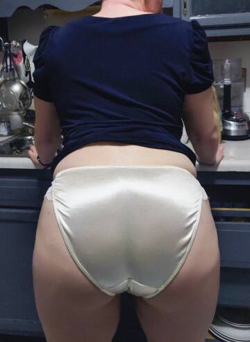 feeling hot in my smooth and shiny white panties
