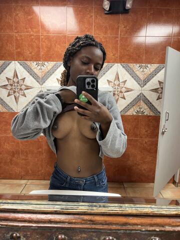 my first time flashing in a public bathroom. i kept getting nervous that someone would walk in