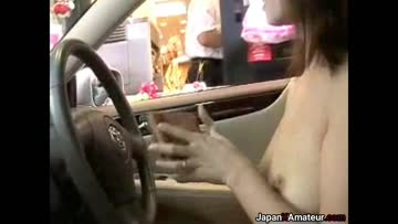 amateur japanese girl driving in a mcdonalds drive thru naked