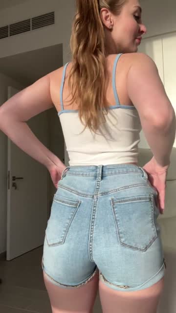 only jeans shorts and nothing under!