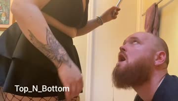 caged and feeding him cum