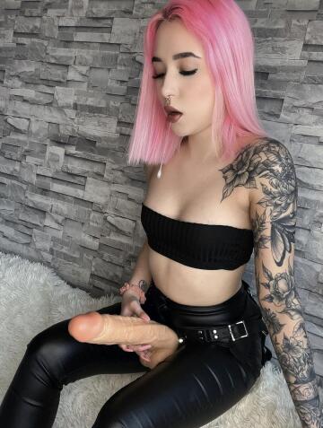 get on your knees to suck my cock and every time you gag i will punish you