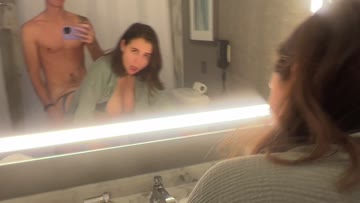 as the cleaners were waiting outside our door because we were late for checkout… [f][m]