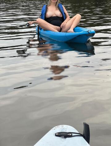 showing off my married pussy to everyone on the lake!