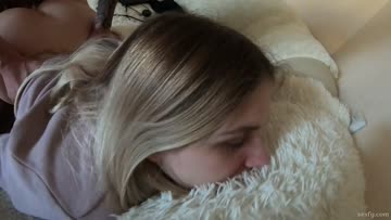 blond haired girl wins facial cumshot after quite hard doggy fuck