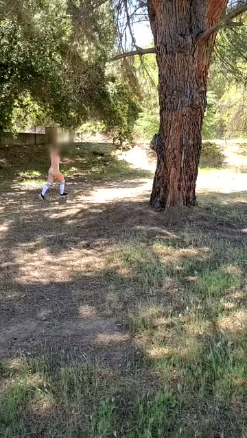 [dared by {abbeyfoxe}] to run around a tree in my yard naked. [f]