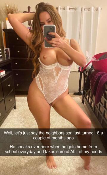 your neighbor (36) snapping her best friend about how you sneak over for her in the afternoons after school