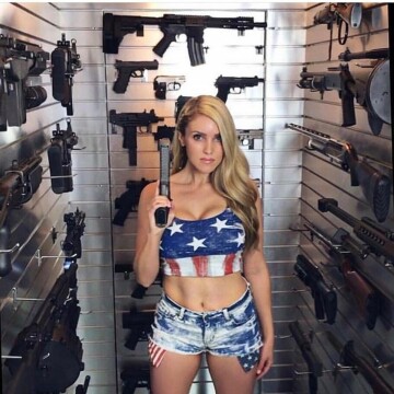 american flag and guns ..... and the girl is not bad either