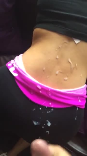 blows a huge load on her tight gym clothes before he even gets it in.