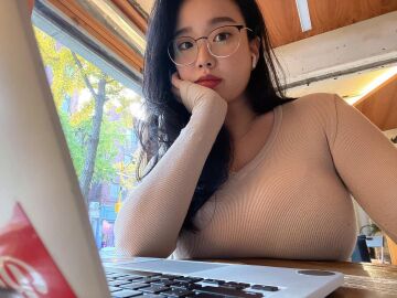 busty asian in glasses
