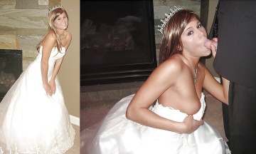 cute bride didn't waste any time getting onto that cock