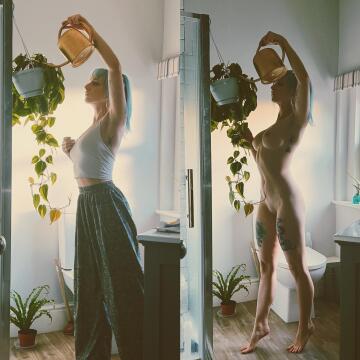 watering my plants whilst you imagen me with all my clothes off
