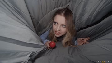 she's stuck in a sleeping bag