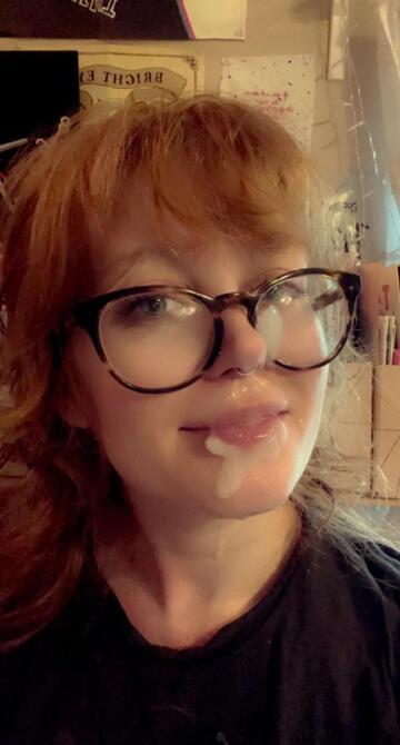glasses and cum