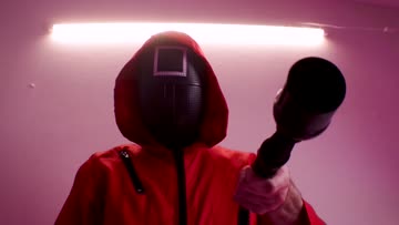 squid game cosplay! he makes me take the whole knot! :o