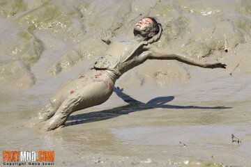 falling backwards into mud