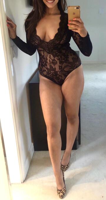 it's black lace lingerie and sexy heels time...