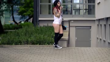 bottomless skater at the park