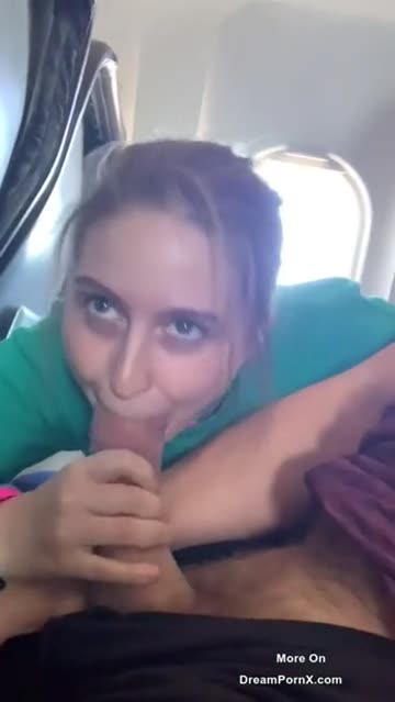 risky blowjob in a plane