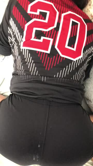 blowing a load on my girlfriend’s volleyball shorts 😋