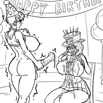 beastiverse art: elsbeth jizzes out her birthday candles! v.2 (by chocboa)