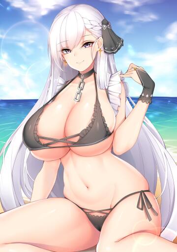 at the beach with belfast