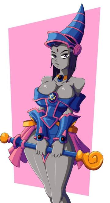 raven cosplaying as dark magician girl (teen titans) [unknown artist]