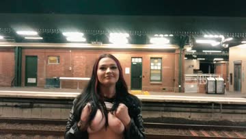 playing with my nipples while waiting for the train [f]