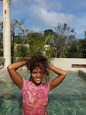 surprise by the pool