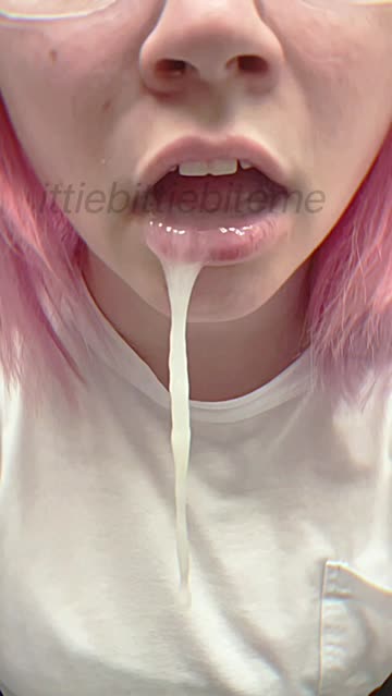 cum in mouth dripping pale pink hair