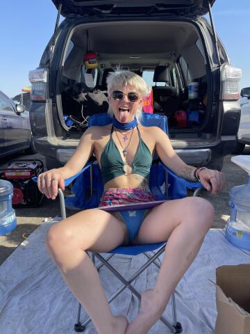 letting the guys that are camping next to us i’m a slut and my boyfriend is a cuck 😛