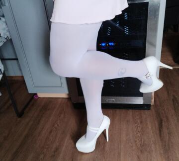 white stockings and heels
