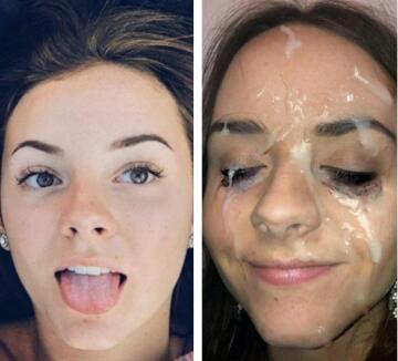before and after. moles on her face, it is the same person