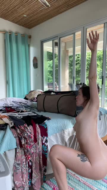some stretching to break the tedium of packing
