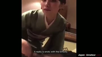 amateur japanese girl wearing a kimono giving a blowjob