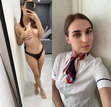 just in case you're looking at a flight attendant and trying to picture her naked. here's what it looks like.