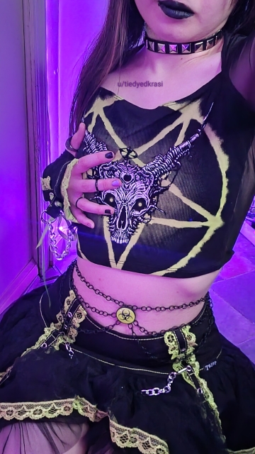 would you cum on a mixed asian goth's tummy