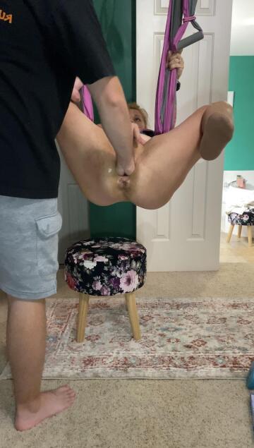 fist my pussy in my swing.