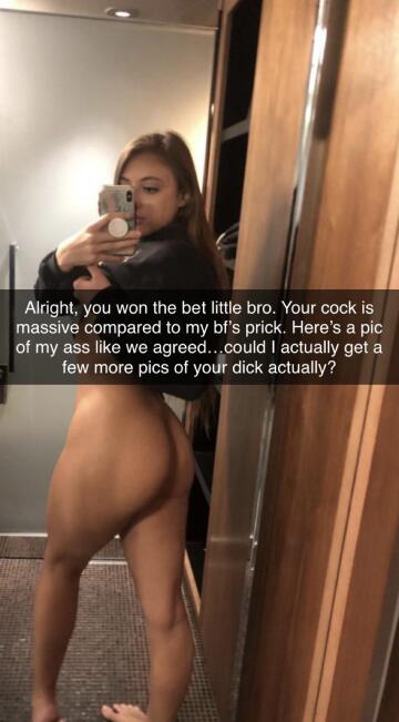 she’s gonna want more than just pics real soon.