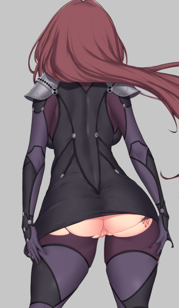 scathach ripped suit obeying a lewd order (aster crowley) [fate]