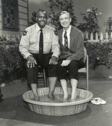 in 1969, when black americans were still prevented from swimming alongside whites, mr. rogers decided to invite officer clemmons to join him and cool his feet in a pool, breaking a well known color barrier