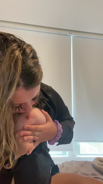 sucking and spitting on my titties [oc]