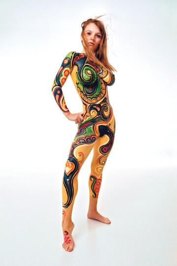 'brush-on fashions' / michelle angelo, body-painted / by mario casilli 1968.