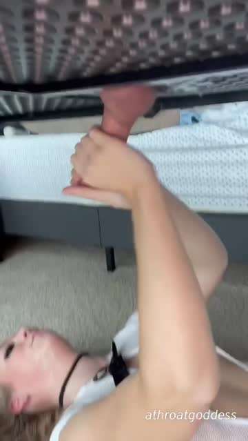 draining out a two handed cumshot under the table and licking it all up is one of my favorite things