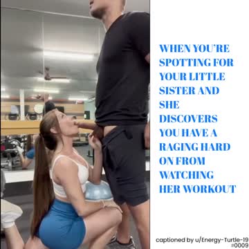 [b/s] hot little sister gives her spotter brother a hard on