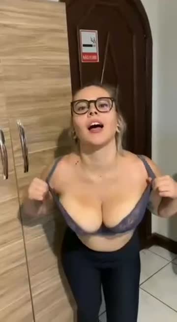 bouncing jiggling around and having fun with my huge boobs