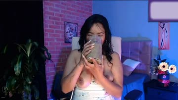 asian slut drinks tall glass of her own vomit