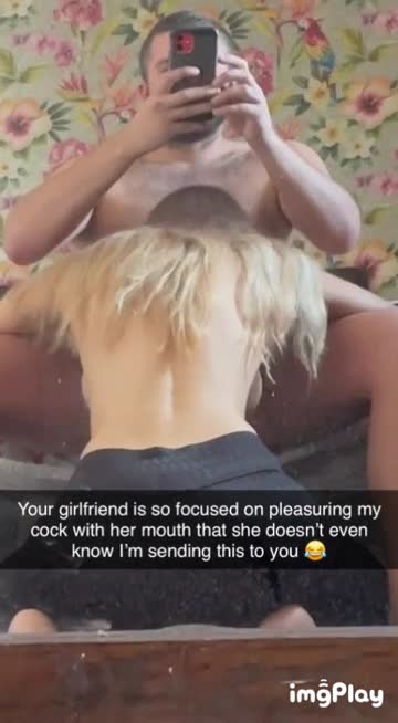 her mouth is pleasuring someone else