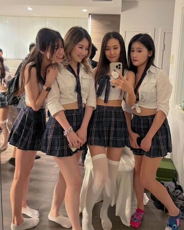 a gaggle of asian schoolgirls
